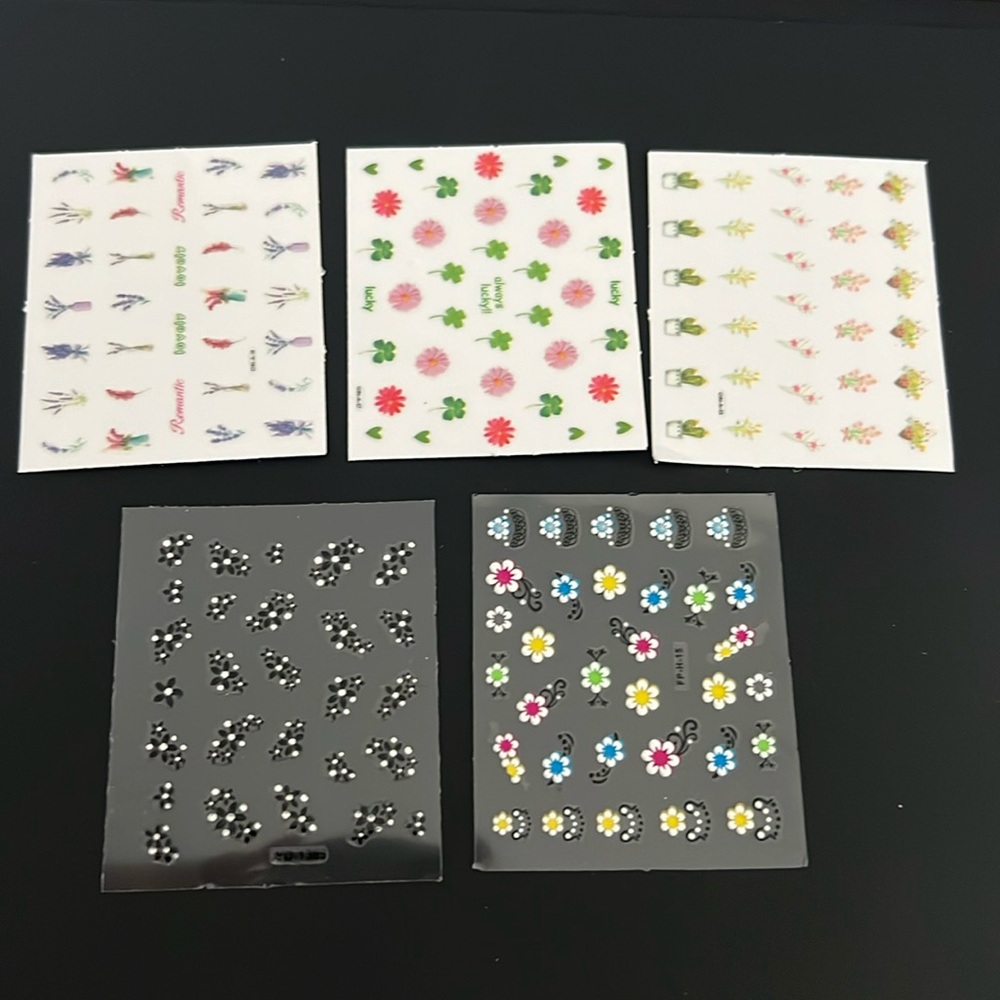 5 sheets of floral nail stickers